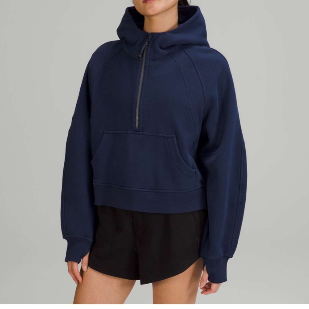 Lululemon Scuba Oversized Half-Zip Hoodie in Night Sea Navy Blue Crop Sweatshirt